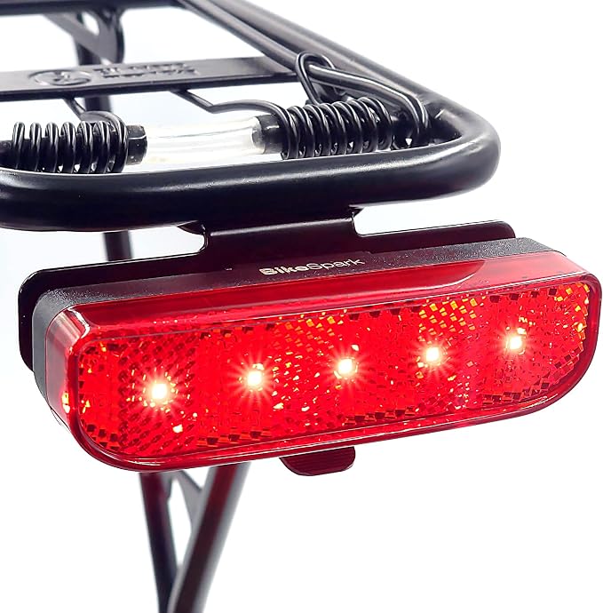 Auto-Sensing Rear Light BKS-G5, Precise Brake Sensing for Bike Cargo Rack, AirTag Mount, Type-C Rechargeable, Large Reflector, 50/80mm Bolt Spacing Mounting, Made in Taiwan