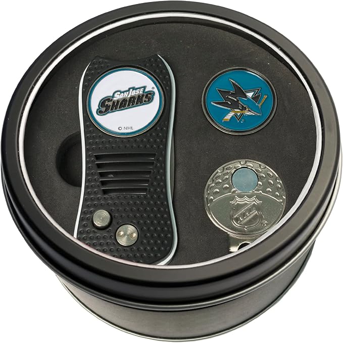 Team Golf NHL Gift Set Switchblade Divot Tool, Cap Clip, & 2 Double-Sided Enamel Ball Markers, Patented Design, Less Damage to Greens, Switchblade Mechanism