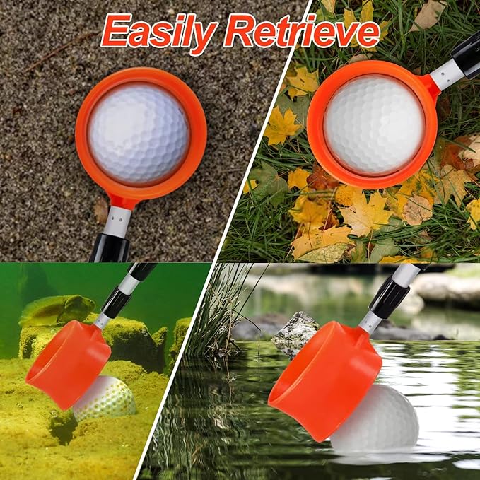 Golf Ball Retriever - Telescopic Aluminum Alloy Pole and Firm Nylon Cup Grabber