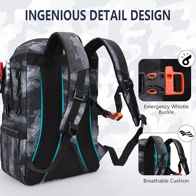 Fishing Backpack with Rod Holders, Ultimate Tackle Box Bakpack for Men, 42L Large Tackle Bag Store Fishing Gear