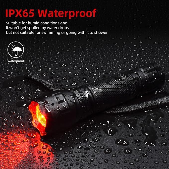 DARKBEAM Red Light Flashlight Tactical LED Rechargeable, Zoomable Portable Handheld Red-Light for Fishing Hunting Detector Astrophotography