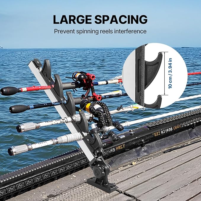 Fishing Rod Holder for Boat, Crappie Rod Holder for Transportation & Storage，180° Adjustable Angler Accessory for Fishing Boat & Pontoon boat (4 Rod)