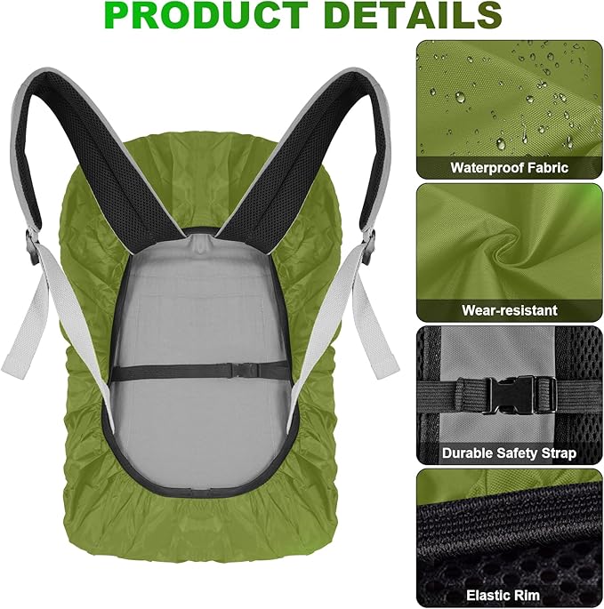 LAMA 2 Pack Waterproof Rain Cover for Backpack, Reflective Rucksack Rain Cover for Anti-Dust/Anti-Theft/Bicycling/Hiking/Camping/Traveling,M Size (for 30L-40L backpack), 1 Pcs Black + 1 Pcs Army Green