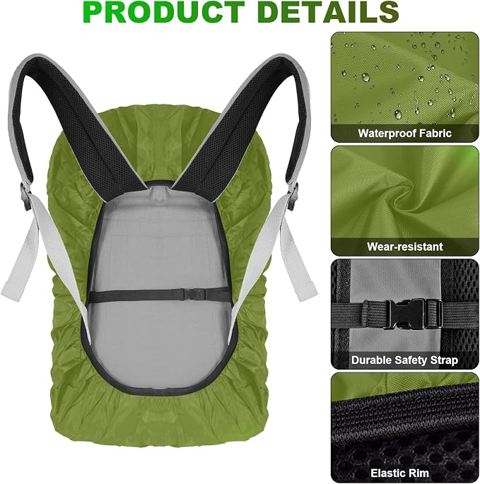 LAMA 2 Pack Waterproof Rain Cover for Backpack, Reflective Rucksack Rain Cover for Anti-Dust/Anti-Theft/Bicycling/Hiking/Camping/Traveling,L Size (for 45L-55L backpack), 1 Pcs Black + 1 Pcs Army Green