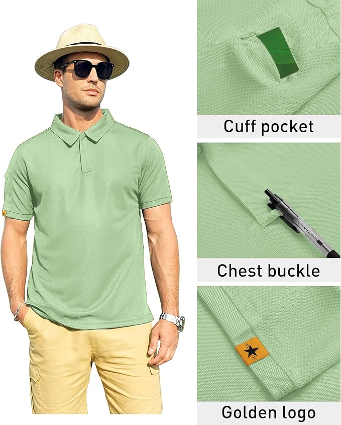 ZITY Mens Polo Shirt Short Sleeve Sports Tactical T-Shirt Athletic Golf Polos Daily Casual Stylish Collared Shirts for Men
