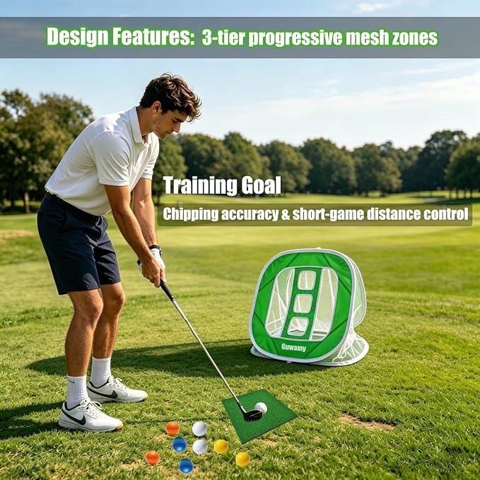 3-in-1 Pop Up Golf Chipping Net – Precision & Distance Trainer, Easy Indoor/Outdoor Setup – Ideal Gift