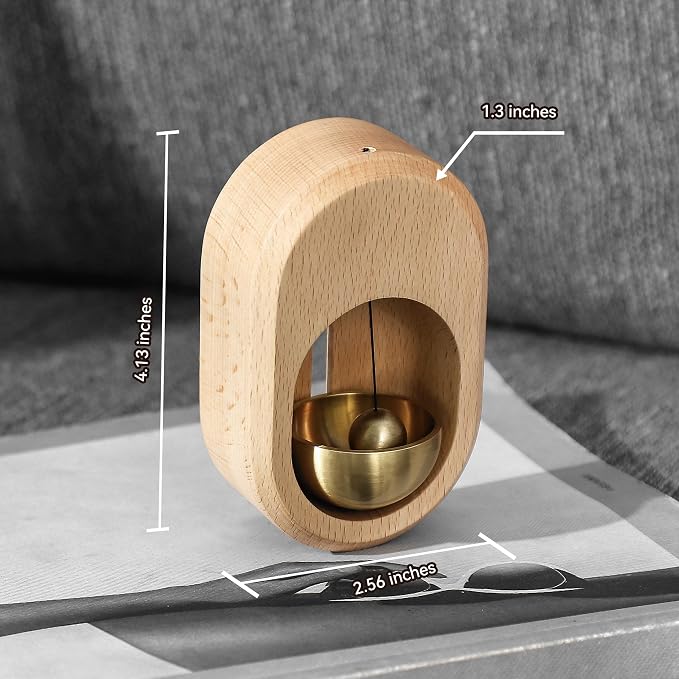 Shopkeepers Bell - Magnetic Attached Doorbell for Door Opening - Unique Office Ornament and Hanging Decoration for Business Entrance, Fridge Sticker and Barn Door (Clock-Shaped-Beechwood)