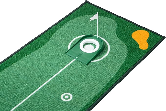 GLANC Golf Putting Practice Mat Set with Alignment Mirror & Cup, 20 in X 10 ft Training Aid Mat, Anti-Slip Backing Golf Putting Green for Indoor and Outdoor Use