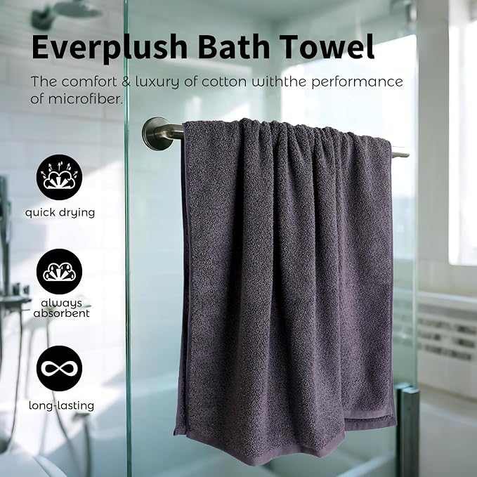 Everplush Diamond Collection Extra Large Bath Sheet Towel – 1 PK, Super Soft & Highly Absorbent, Quick-Drying & Oversized. Perfect for Bathroom, Pool, Swimming Use (Charcoal, 35" x 66" 1PK)
