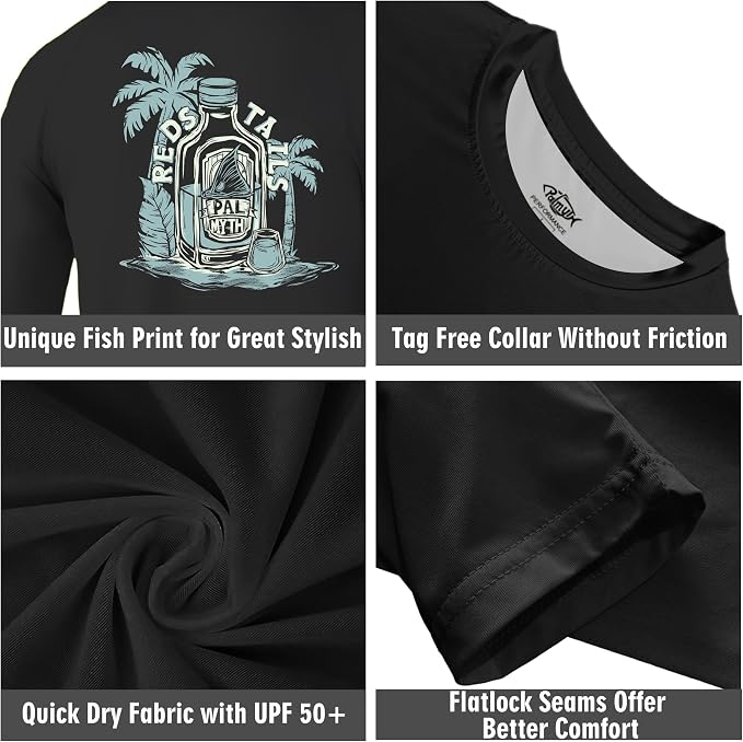 Palmyth Fishing Shirts for Men Long Sleeve UPF 50+ T Shirt Sun Protection | Quick Dry, Sun Protection, Myth-Cool Fabric, Fish Print, Moisture Wicking, Stretchy, Breathable, Fishing,Boating,Outdoor Wear