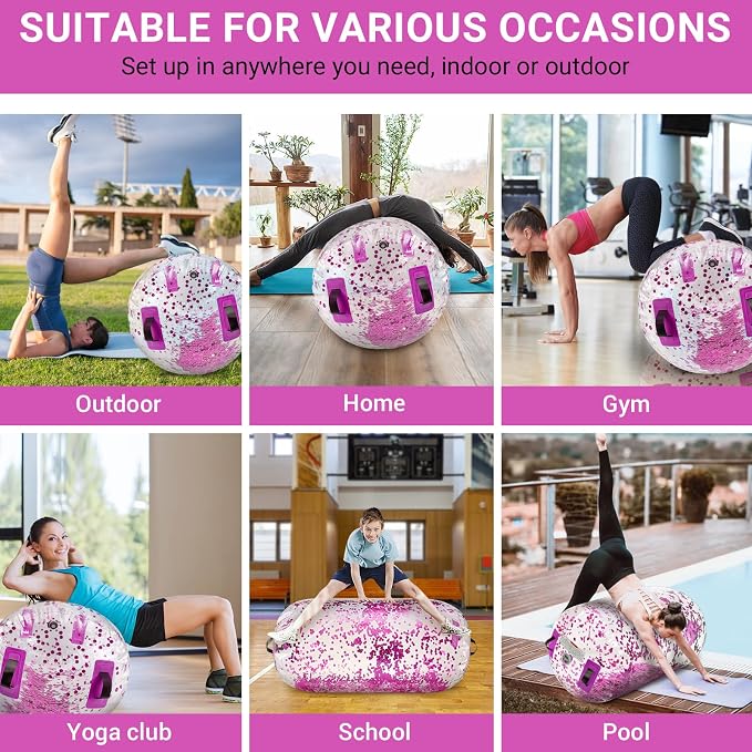 Estgora Gymnastics Barrel Inflatable Tumbling Air Roller, Gymnastic Tumble Equipment for Kids Home Use Back Handspring Trainer Octagon Tumbler Chearleeding Mat With Electric Pump