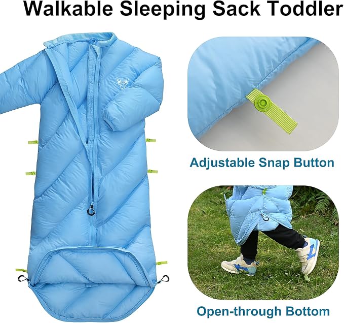 Walkable Toddler Sleeping Bags for Kids, Boys Girls (2T-4T) - Puffy Camping Sleeping Sack for Indoor, Outdoor, Travel, Sleepover, Slumber Party (up to 46 in)- Machine Washable, Lightweight