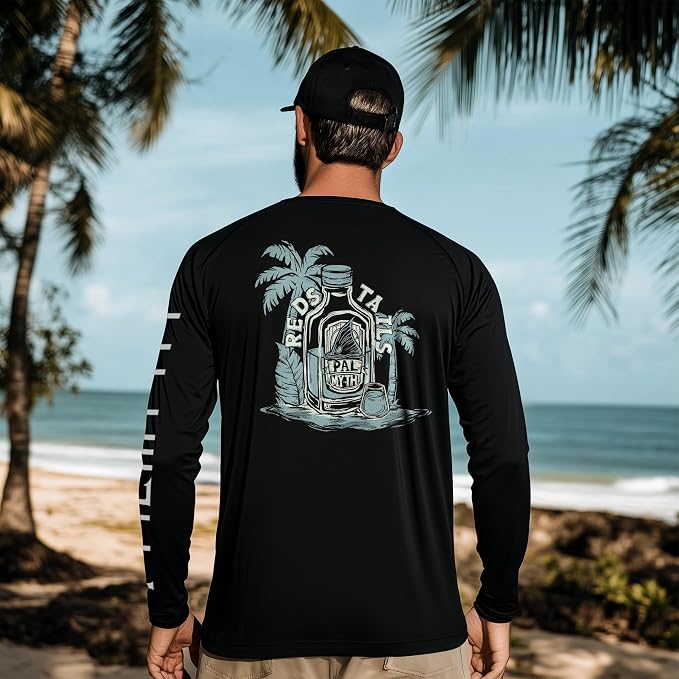 Palmyth Fishing Shirts for Men Long Sleeve UPF 50+ T Shirt Sun Protection | Quick Dry, Sun Protection, Myth-Cool Fabric, Fish Print, Moisture Wicking, Stretchy, Breathable, Fishing,Boating,Outdoor Wear