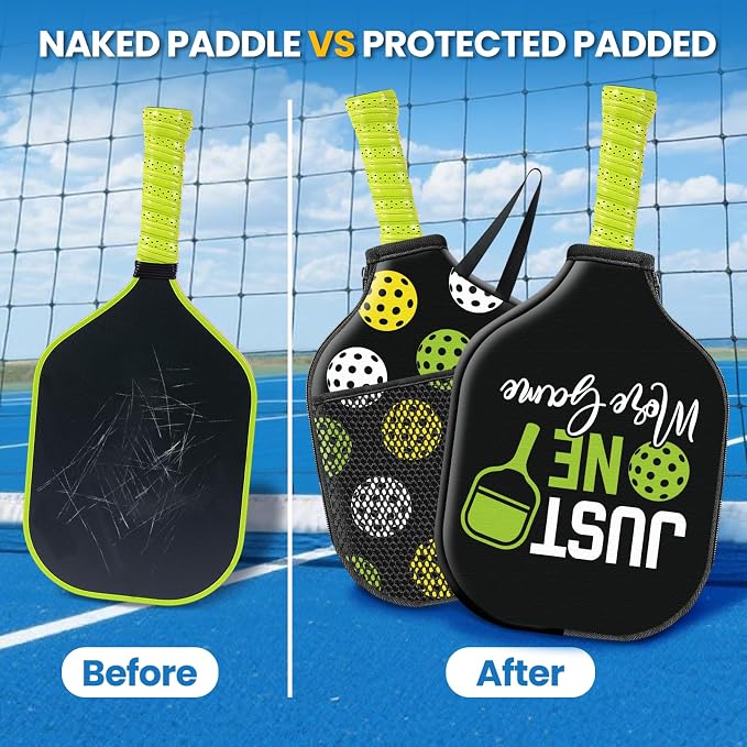 CUTHOLLOW 2PCS Pickleball Paddle Cover with Zipper, Compatible with with 11.81 x 7.87 Inch USAPA Paddles, Neoprene Scratch-proof & Machine Washable Racket Bag