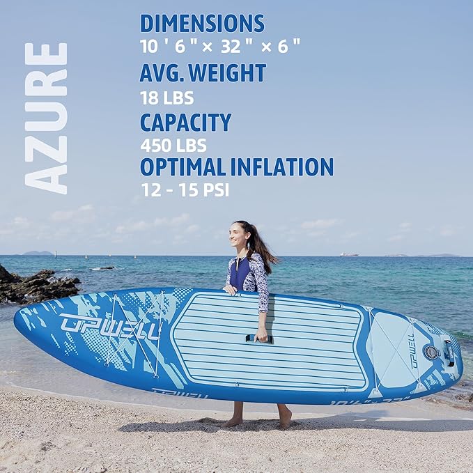 UPWELL 11’6”/11'2”/11'/10'8”/10'6”/10'2” Inflatable Stand Up Paddle Board with sup Accessories Including Backpack, Repairing Kits, Non-Slip Deck, Leash, 3 Fins, Paddle and Hand Pump