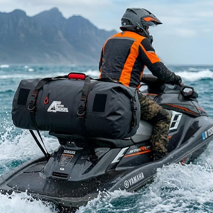 Waterproof Duffel Bag 80L - Marine Grade Dry Bag with Tie Down Straps for Motorcycle Touring, Boating, Camping | Roll Top Seal