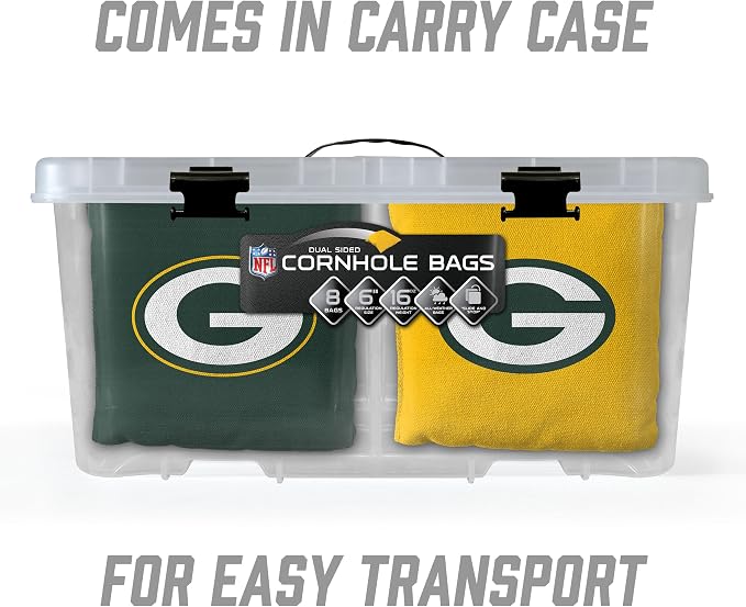 YouTheFan Officially-licensed NFL Set of 8 Cornhole Bags - All Weather Dual Sided Slide & Stop - regulation size