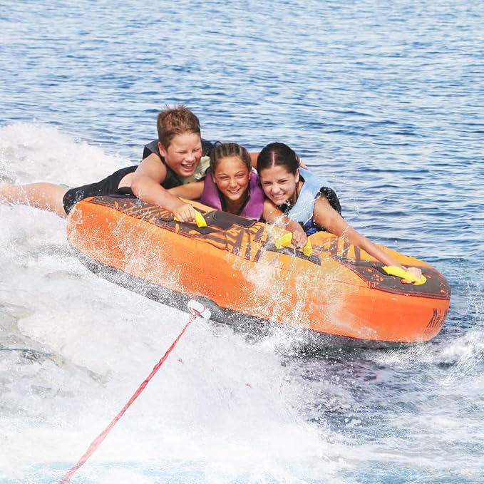 XGeek Towable Tubes for Boating, 1-4 Person Boat Tubes for Tubing, Heavy-Duty Inflatable Boat Tubes and Towables, Multi-Style Secure Sofa & Classic Donut with Stronger 840D Nylon Cover