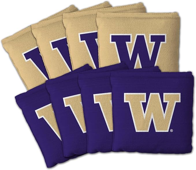 YouTheFan Officially-Licensed NCAA Set of 8 Cornhole Bags - All Weather Dual Sided Slide & Stop - Regulation Size with Carry case