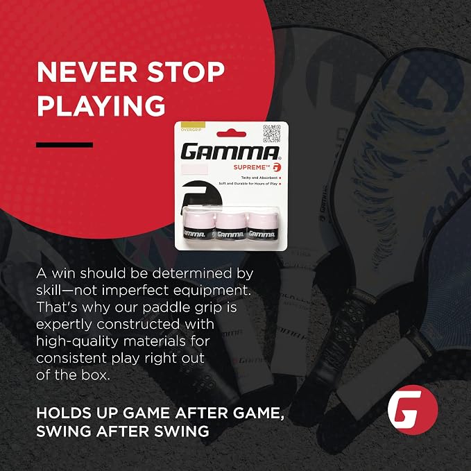Gamma Sports Supreme Overgrip for Tennis, Pickleball, Squash, Badminton, and Racquetball Racquets, Multiple Pack Sizes and Colors