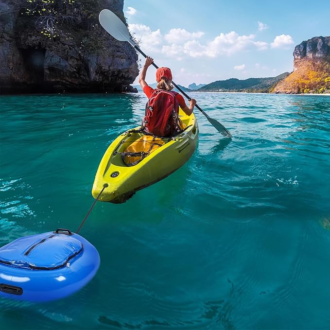 Inflatable Cooler for Kayak Tow Behind Floating Heavy Duty PVC River Cooler with Handle for Outdoor Kayaking Boating and Fishing