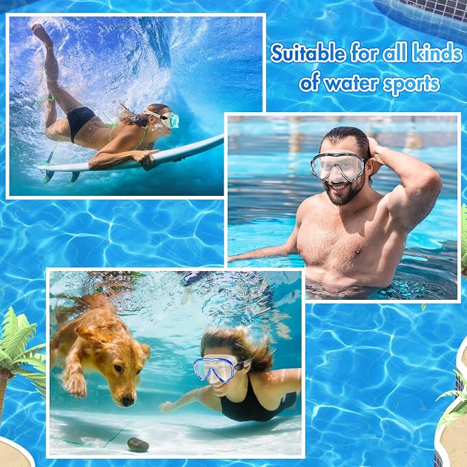 LEIFIDE 6 Pack Adult Snorkel Swim Mask Bulk Diving Mask Swim Goggles Silicone Anti Fog Swimming Goggles with Nose Cover Wide View Tempered Glass Dive Mask Anti Leak Pool Goggles for Youth Man Woman