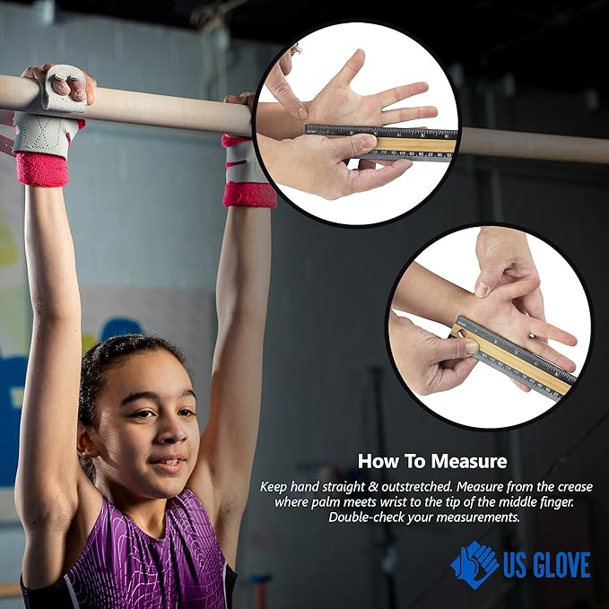 US Glove Women Hot Shot Uneven Bar Gymnastics Grips - Womens Gymnastics Bars Grips, Made in USA, Leather, Hook & Loop, Size 00 (5 3/8")