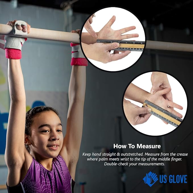 US Glove Women Hot Shot Uneven Bar Gymnastics Grips - Womens Gymnastics Bars Grips, Made in USA, Leather, Hook & Loop, Size 00 (5 3/8")