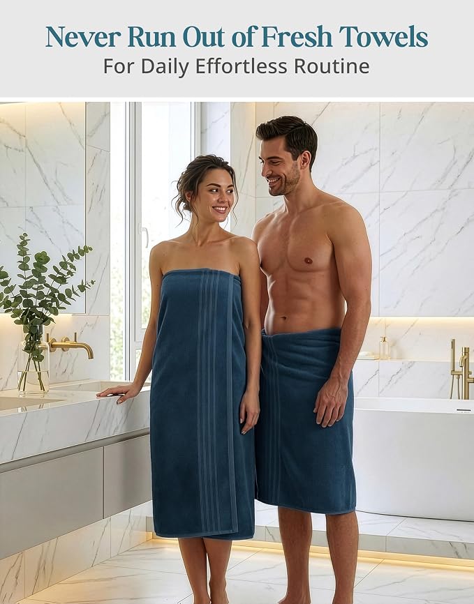 Casa Platino Bath Sheet Set, 4 Pack (36"x 72"), Hotel Towels, 100% Ring Spun Cotton Bath Sheets, Absorbent Towels, Quick Dry, Soft Towel - Steel Blue