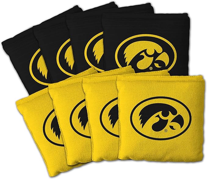 YouTheFan Officially-Licensed NCAA Set of 8 Cornhole Bags - All Weather Dual Sided Slide & Stop - Regulation Size with Carry case