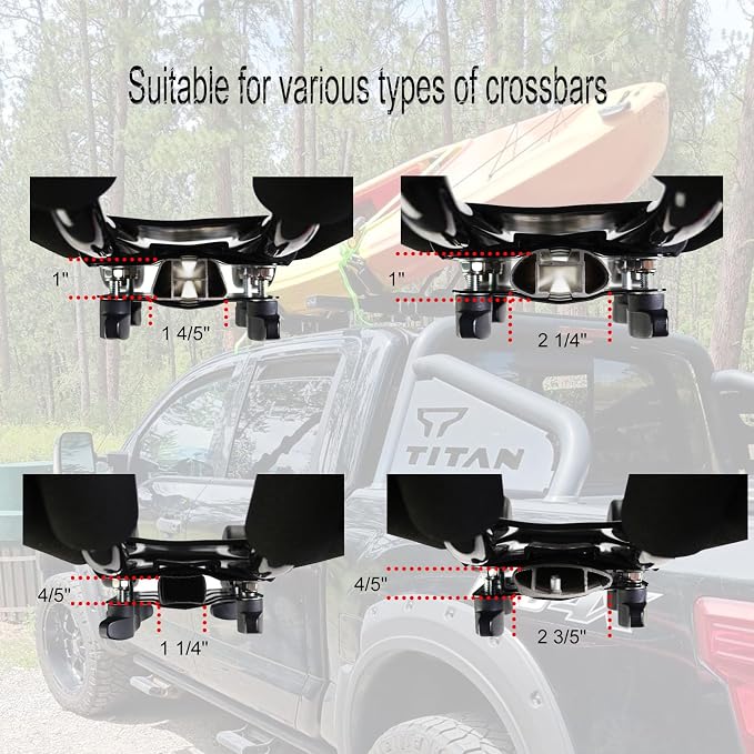 Folding Kayak Roof Rack J-Bar Adjustable | For Kayak/Canoe/SUP, Roof Mounting, Fits SUV/Car/Truck Crossbars(23-krf-1 )