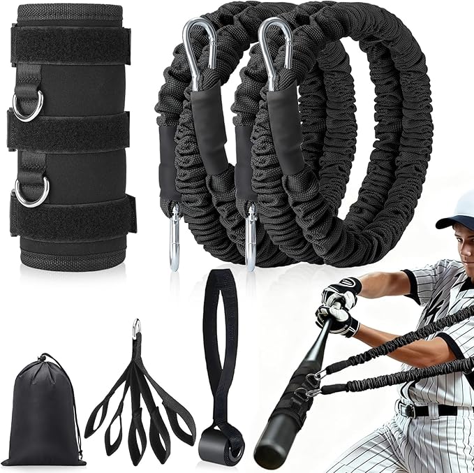 TOBWOLF 4PCS Baseball Exercise Bands with Interchangeable Grips, Baseball Resistance Trainer for Pitching & Throwing, Training Aid for Baseball Softball Pitchers to Build Arm Strength, Warm-Up