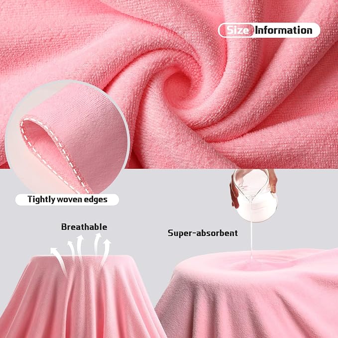 Mixweer 2 Pcs Oversized Bath Towels, 40 x 80 Inch Giant Microfiber Jumbo Bath Sheets Ultra Soft Bathroom Microfiber Quick Dry Absorbent Shower Towels for Spa Camping Beach (Light Pink)