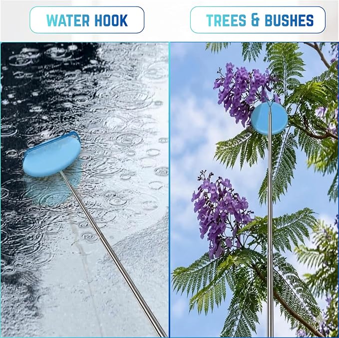 ZORAT 4-in-1 Disc Golf Retriever Pole, 16ft Telescopic Retriever Pole with 4 Hooks, Durable Rubber Handle & Carry Bag Disc Golf Retriever Disc Retriever to Retrieve Discs from Water, Trees & Bushes