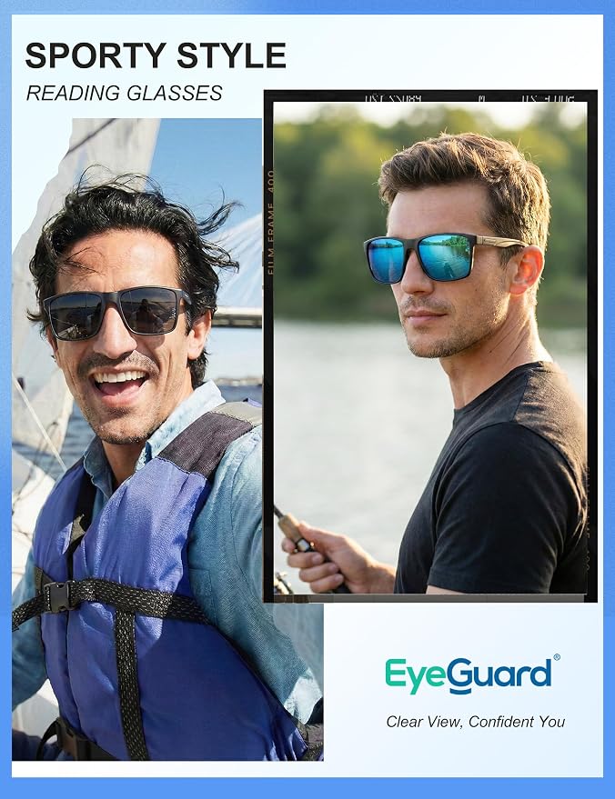 EYEGUARD 2 Pack Bifocal Reading Sunglasses for Men,Sports Sun Readers UV400 Protection Outdoor Driving Reading Glasses