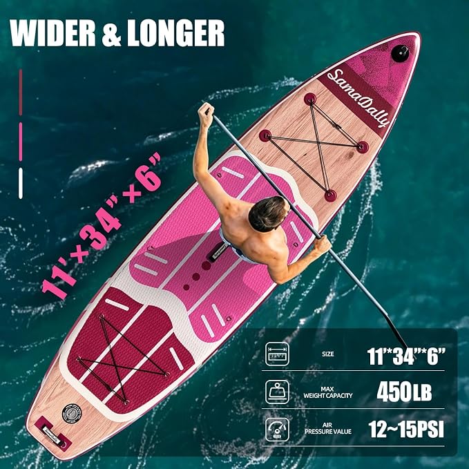 Inflatable Stand Up Paddle Board - Ultra Stable Wide Paddle Boards of All Skill Levels, Full-Color Gradient Design, Anti-Slip EVA Deck with Premium Accessories