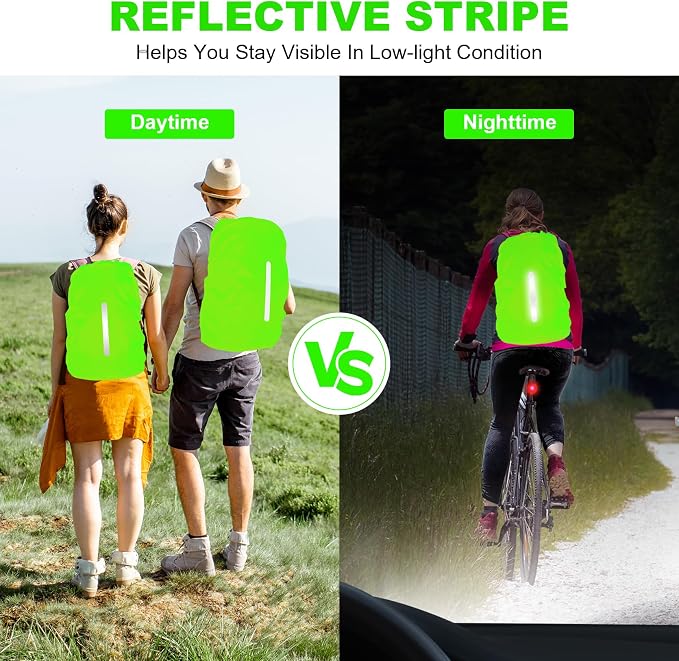 LAMA Waterproof Rain Cover for Backpack, Reflective Rucksack Rain Cover for Anti-Dust/Anti-Theft/Bicycling/Hiking/Camping/Traveling/Outdoor Activities,L Size (for 45L-55L Backpack), 1 Pcs Green
