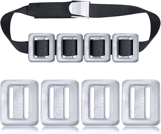 Tellegloww 4 Pcs Dive Weights for Scuba with 1 Pcs Scuba Diving Weight Belt Set Scuba Weights Nylon Long Scuba Weight Belt with Metal Quick Release Buckle for Summer Free Diving Spearfishing
