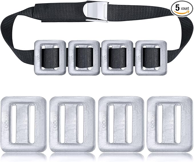 Tellegloww 4 Pcs Dive Weights for Scuba with 1 Pcs Scuba Diving Weight Belt Set Scuba Weights Nylon Long Scuba Weight Belt with Metal Quick Release Buckle for Summer Free Diving Spearfishing
