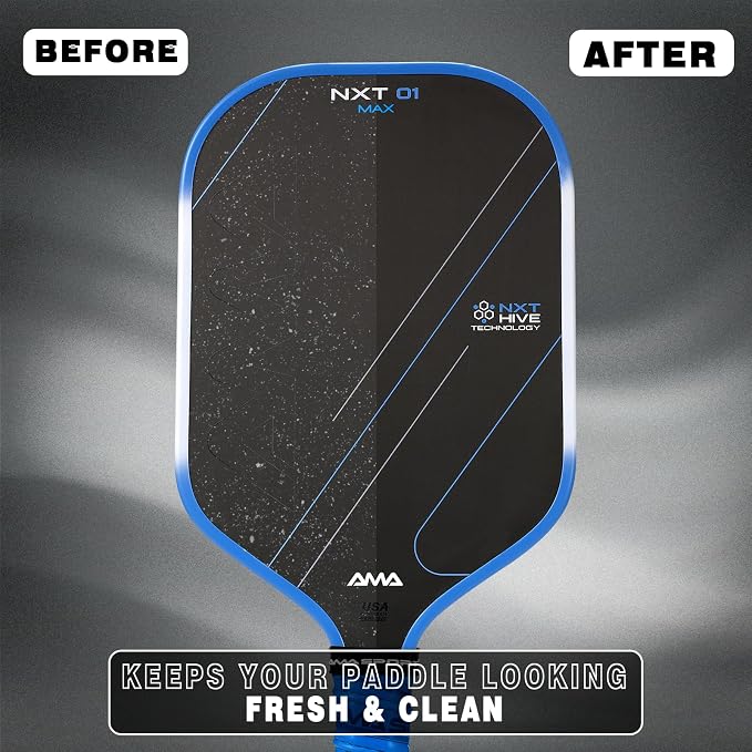AMA SPORT Pickleball Paddle Eraser Carbon Fiber Pickle Ball Racket Cleaner Pickleball Accessories for Removing Ball Residue & Dirt, Restores Grip & Spin (Rectangle Black)