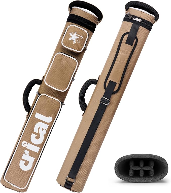CRICAL Pool Cue Case 2x4 Hard Pool Stick Case Holds 2 Butts and 4 Shafts for Adults Billiard Cue Case with Soft Shoulder Straps