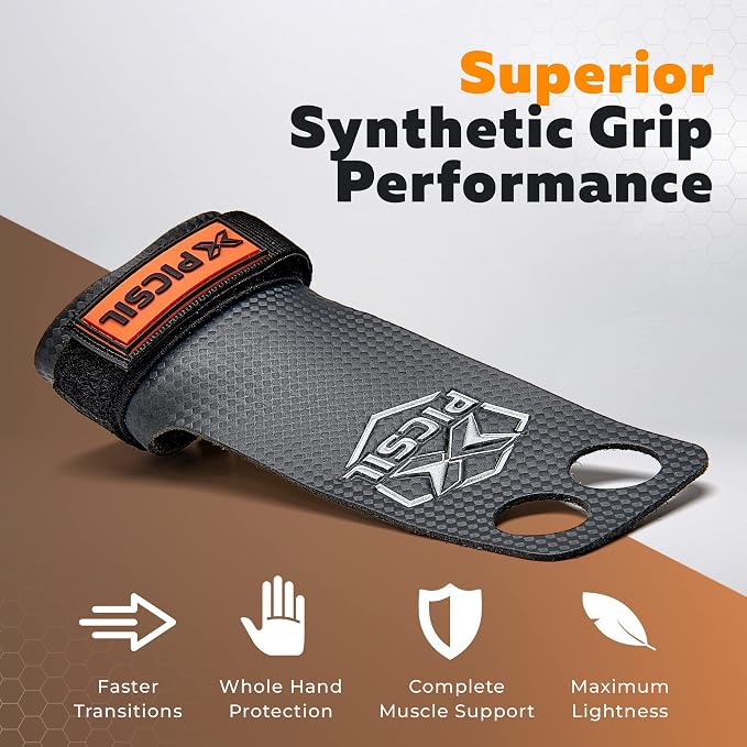 PICSIL - RX Grips | Synthetic Workout & Gymnastics Grips | Ultra-Resistant Carbon Fibre for Cross Training | Helps Prevent Tears & Blisters | Carbon Fibre Material | Use wiht Chalk |