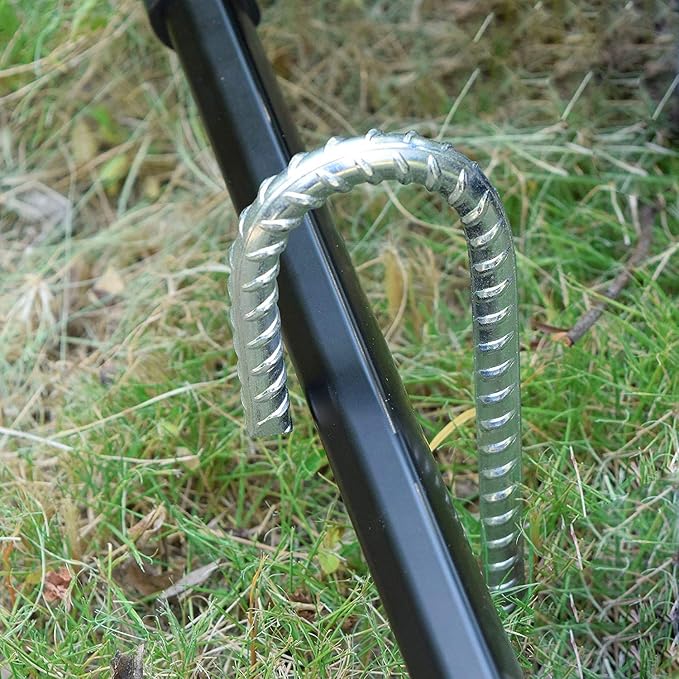 12 Inch J Hook Rebar Stakes 55 Pack, Heavy Duty Galvanized Steel Ground Stakes, Metal Tent Stakes Chain Link Fence Stakes for Inflatables, Yard Decorations, Camping, Garden