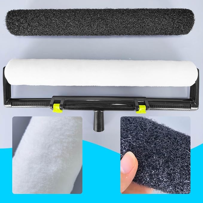18 Inch Paint Roller Kit, 18" Microfiber Paint Rollers and Compound Roller, 24" Paint Tray, 10"-18" Adjustable Roller Frame, 32"-62" Extension Pole for Walls,Ceiling,Floors,Interior,Exterior Painting
