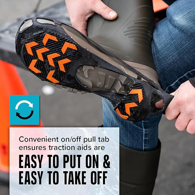 Due North GripPro Spikeless Footwear Traction Aids for Men and Women - for Ice and Snow - Lightweight Full-Foot Rubber Tread