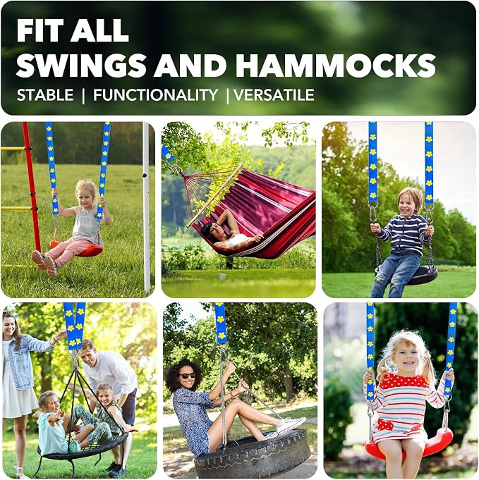 Safe Tree Swing Hanging Straps Kit, 3FT/10FT/15FT/20FT, Heavy Duty Holds 5500LBS Extra Long Adjustable Tree Swing Straps, Easy & Fast Way to Hang Any Swing or Hammock(15 FT)