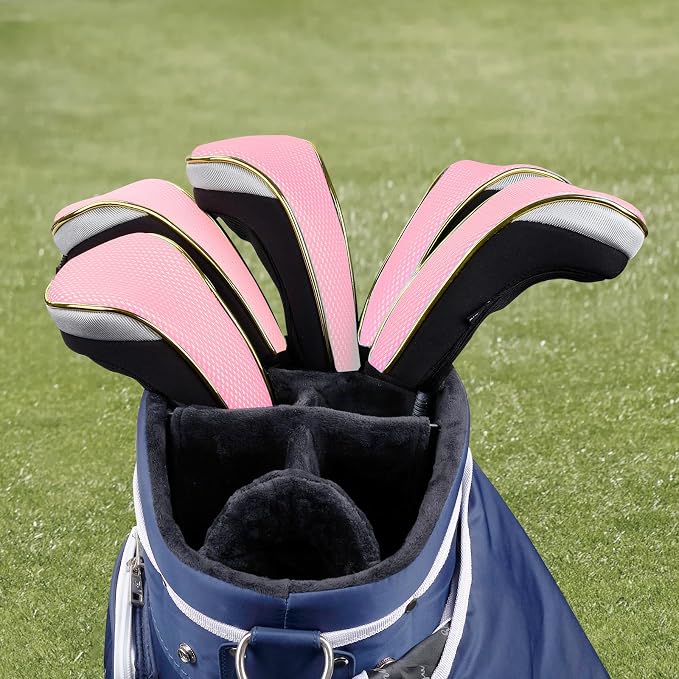Andux 4Pcs/Set Gold Golf Hybrids Club Head Covers with Dial No. Tag MT/HY12