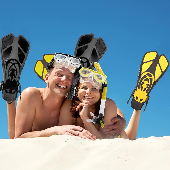 Snorkeling Gear for Adults with Fins Scuba Diving Gear Adult Professional Travel Snorkel Sets with Flippers,Anti-Fog Anti-Leak Diving Mask