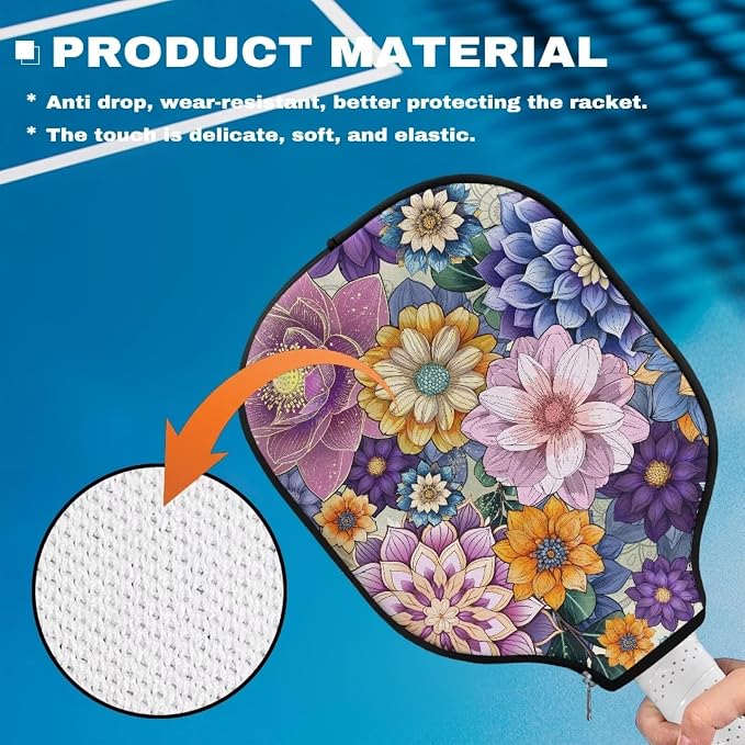 Pickleball Paddle Covers Only for Men and Women Zipper Closure Protection and Decoration
