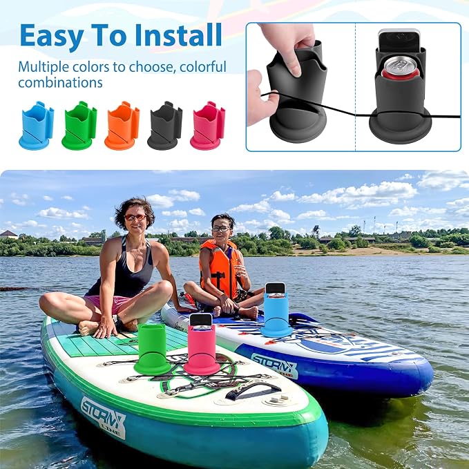 Paddleboard Cup Holder, Paddle Board and Kayak Drink Holder, 2-in-1 Drink & Phone Holder, Paddleboard Accessory for Surfboards, Canoes, SUPs, Kayaks, Boats (Black)